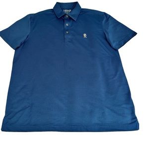 IZOD Golf with Stretch Blue Mini Check Short Sleeve Polo Shirt Blue Size M